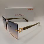 Salvatore Ferragamo Ciemnozielone Okulary Przeciwsłoneczne