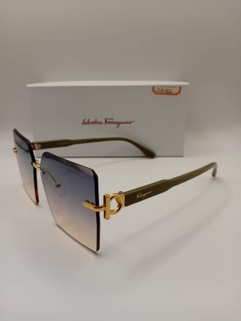 Salvatore Ferragamo Ciemnozielone Okulary Przeciwsłoneczne